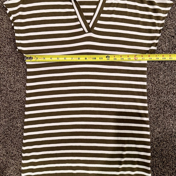 Sanctuary Olive Army Green and Cream Striped V-Neck T-shirt Dress - Picture 5 of 9